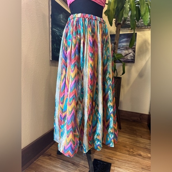 EUC Le Mieux Studio  vintage lightweight maxi skirt  Chevron Broomstick One Size - Picture 1 of 12
